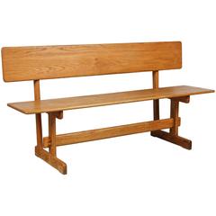 Gerald McCabe for Orange Crate Modern Oak Bench with Back Trestle Support