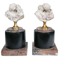 Pair of French Biscuit Busts of Le Baiser Donne, after Houdon 7