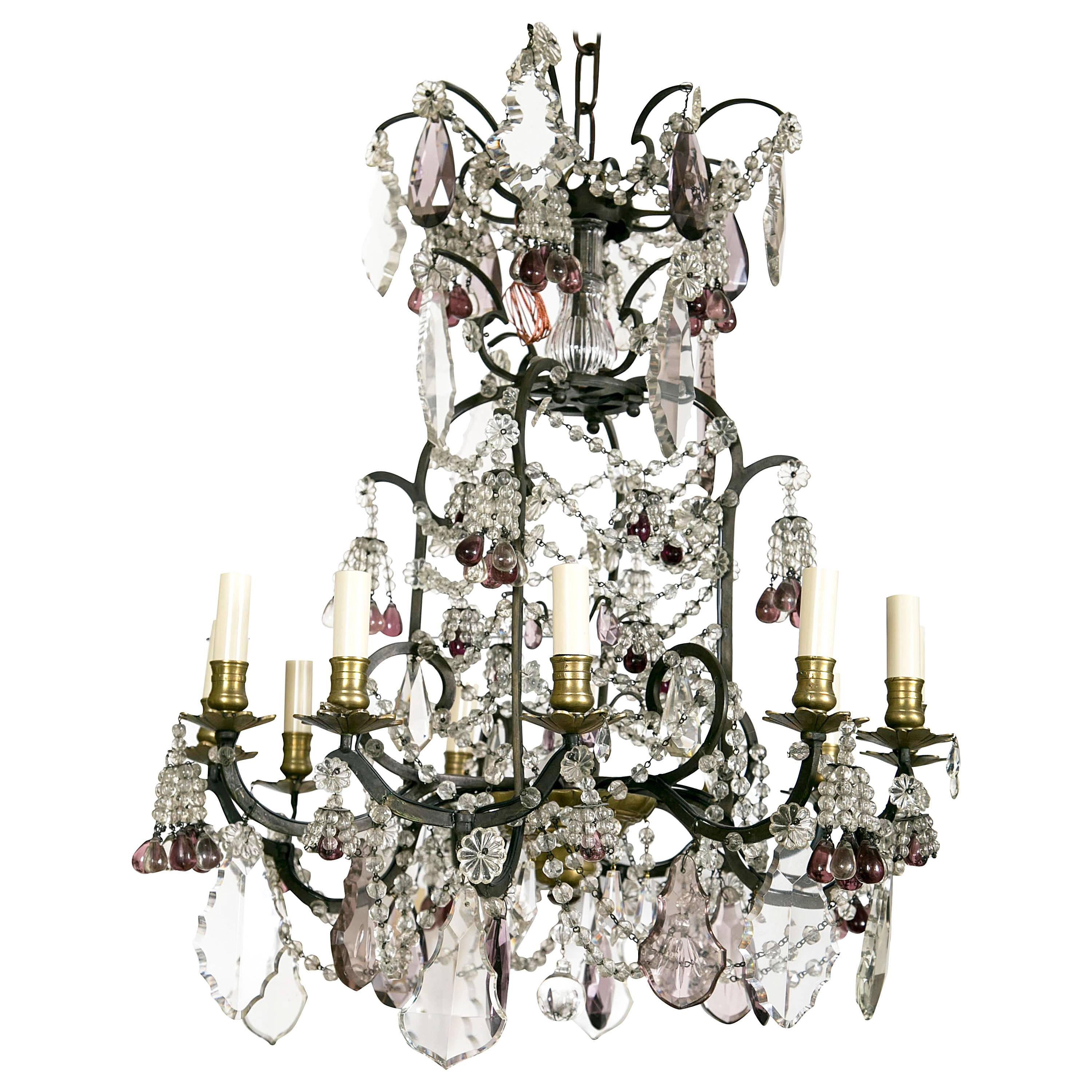 Louis XV Style Twelve-Light Cage Form Chandelier For Sale