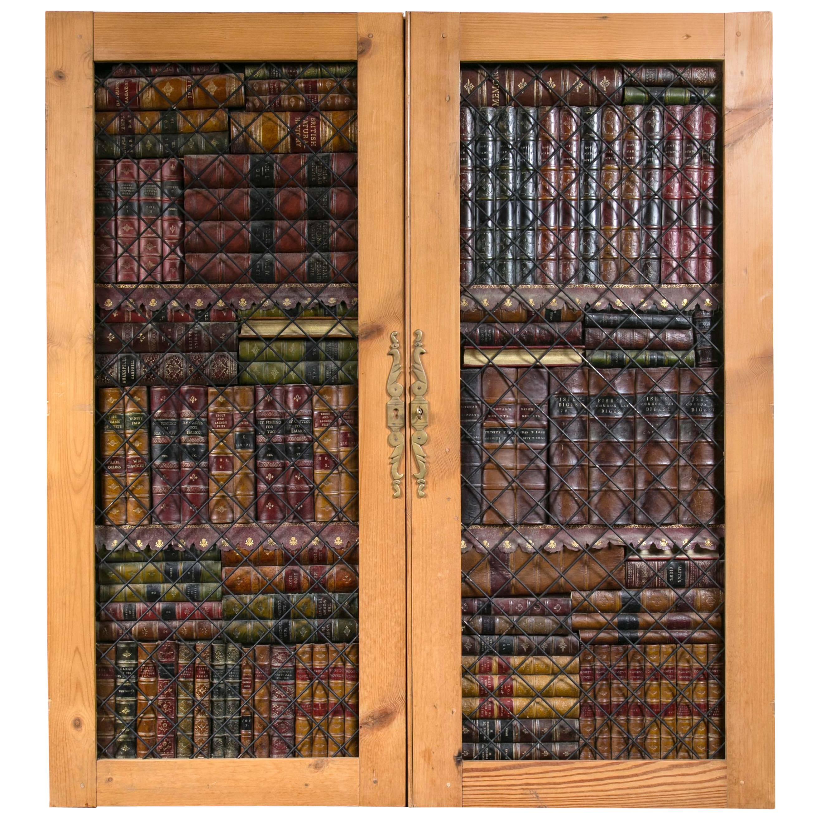 Pair of Faux Book Cabinet Doors