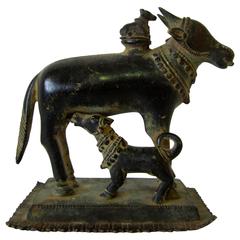 Indian Bronze Figure of a Group of Cows