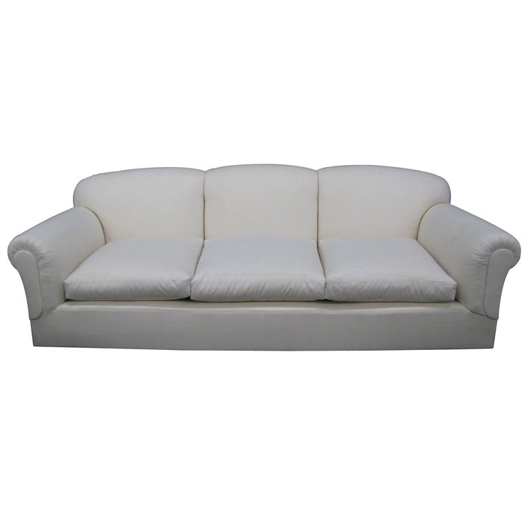 Custom Fabricated Sofa with Six Loose Back Cushions in Cream Linen at