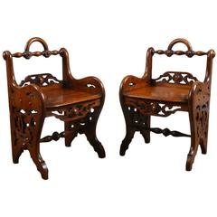 Pair of Early Victorian Mahogany Hall Chairs in the Manner of Richard Bridgens 8