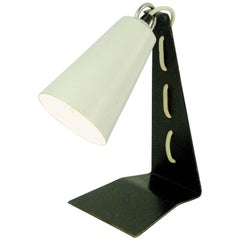 Black and White Austrian Midcentury Metal Table Lamp Hook by J. T. Kalmar