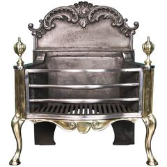 Polished Wrought and Brass Fireplace Fire Basket