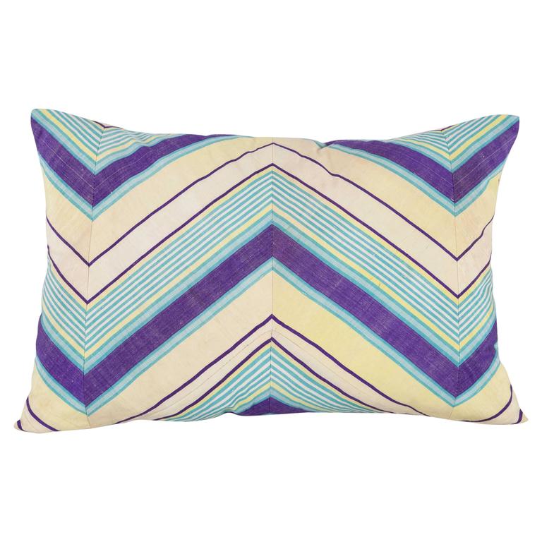 Silk Pillow Fashioned Out of a Mid-20th Century Uzbek Silk Fabric For Sale at 1stdibs