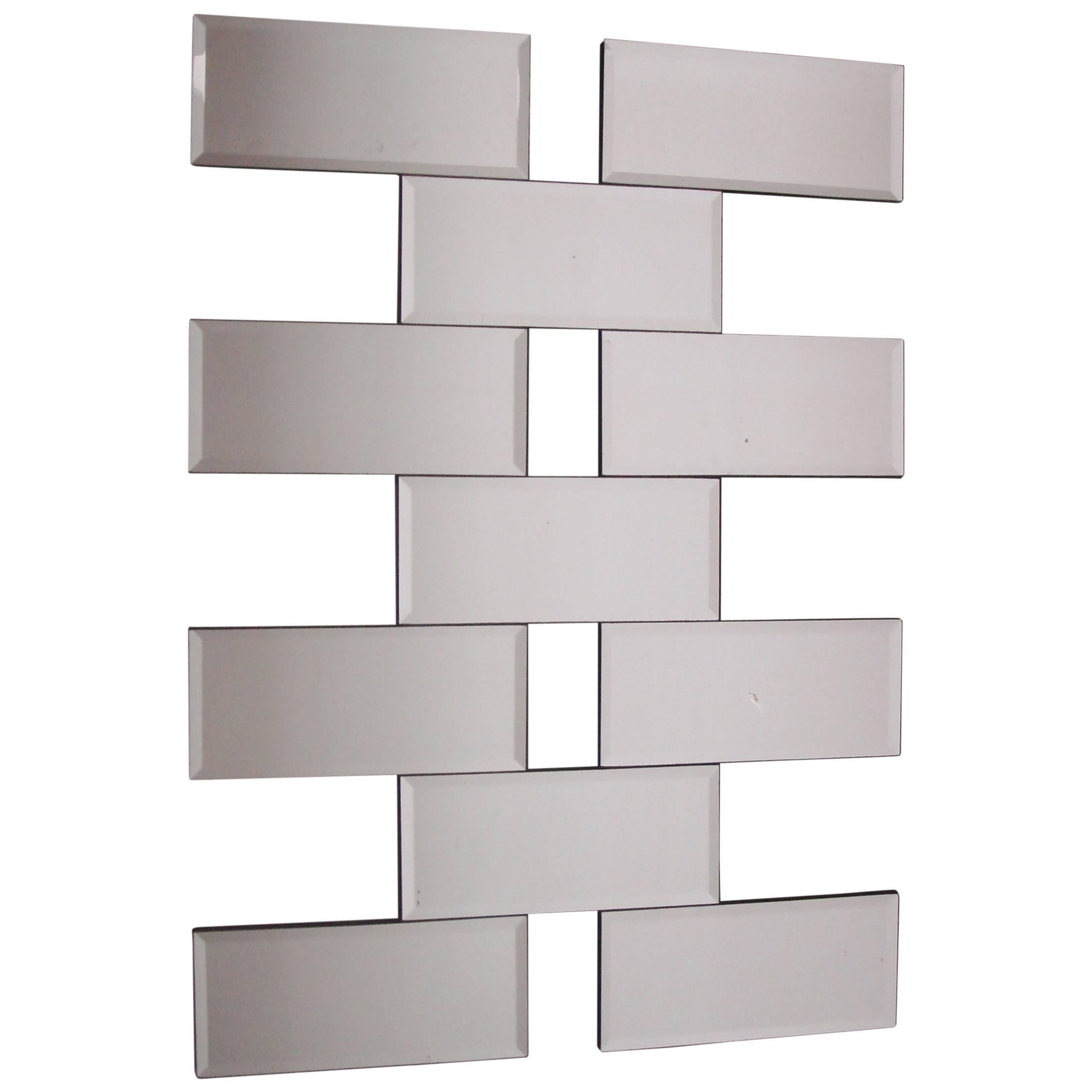 American 1970s Modern 11-Panel Honeycomb Beveled Mirrored Wall Decoration For Sale