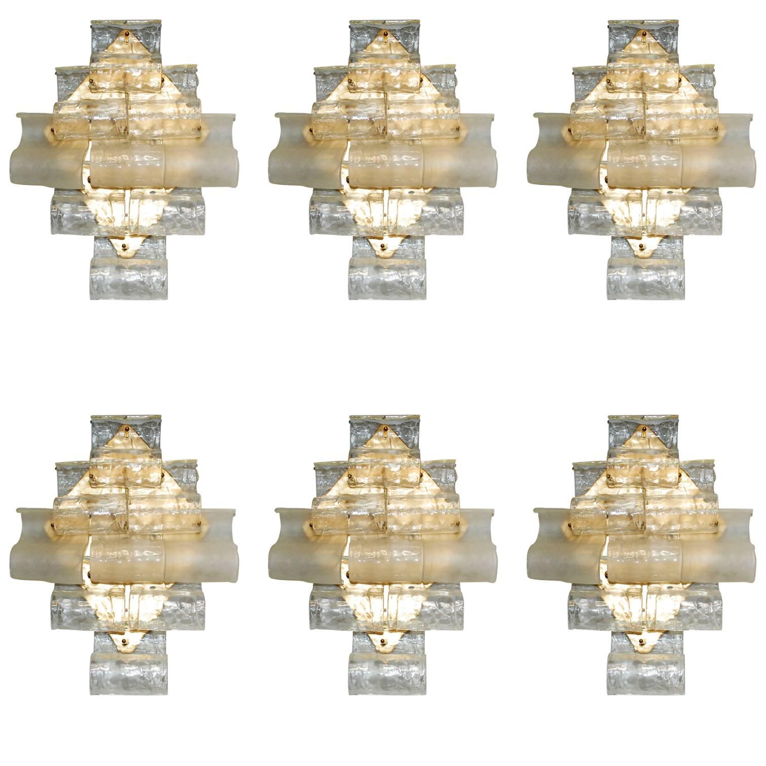 Set of Six Mazzega Sconces