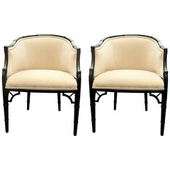 Pair of Stylish Ebonized Faux Bamboo Chairs