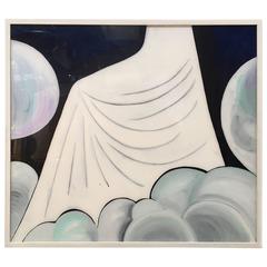 Gio Ponti a Decorative Panel Hand-Painted in Acrylic on Perspex