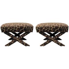 Classic Pair of Vintage "X" Form Bench Ottomans