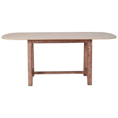 French Bleached Dining Table with Painted Base