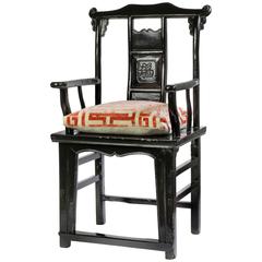 Chinese Scholar Chair in Black Lacquer