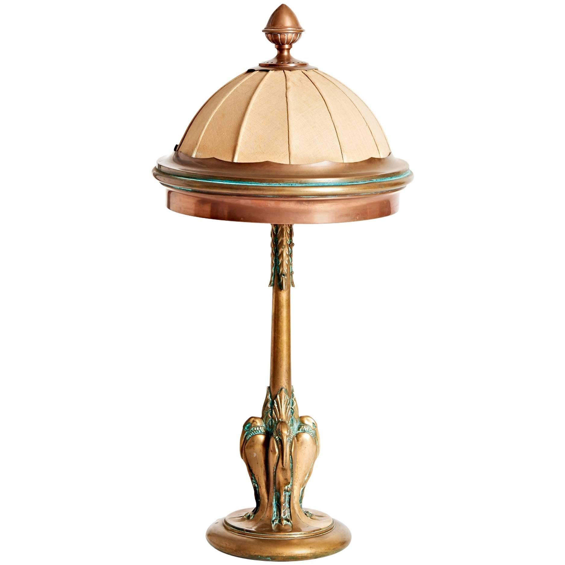 Early 20th Century German Perched Bird Lamp by Oscar Bach For Sale