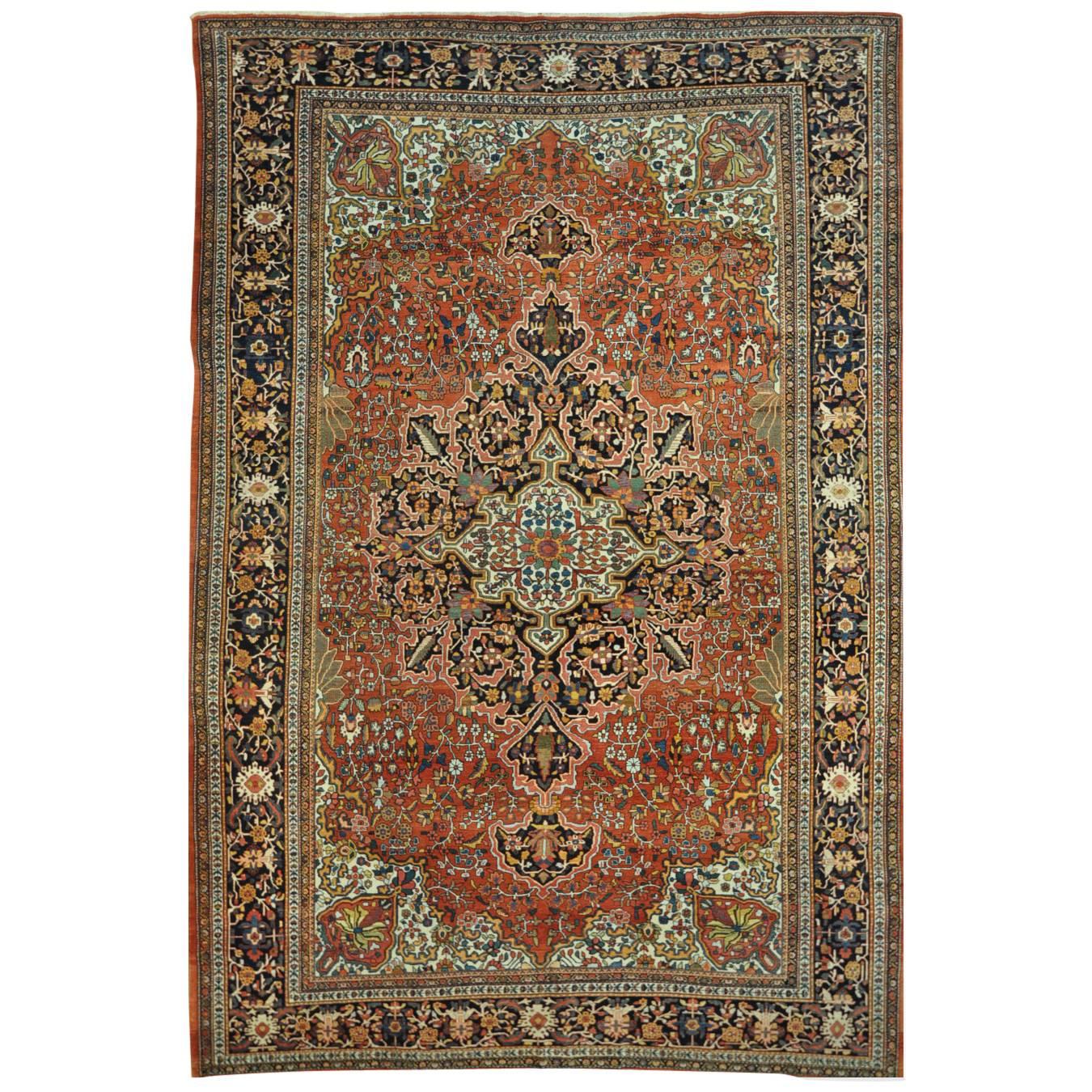 Room Size Antique Hand-Knotted Persian Sarouk Farahan For Sale