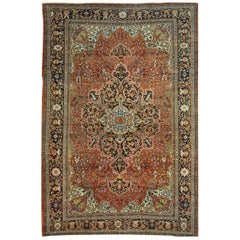 Room Size Antique Hand-Knotted Persian Sarouk Farahan