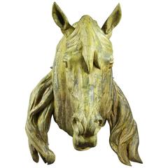 French Painted and Partially Gilded Zinc Horse Head Shop Sign