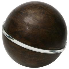 Large Patinated Bronze and Acrylic Orb