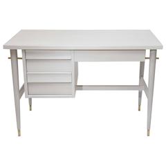 Immaculate American Modernist Bleached Mahogany and Brass Desk 8