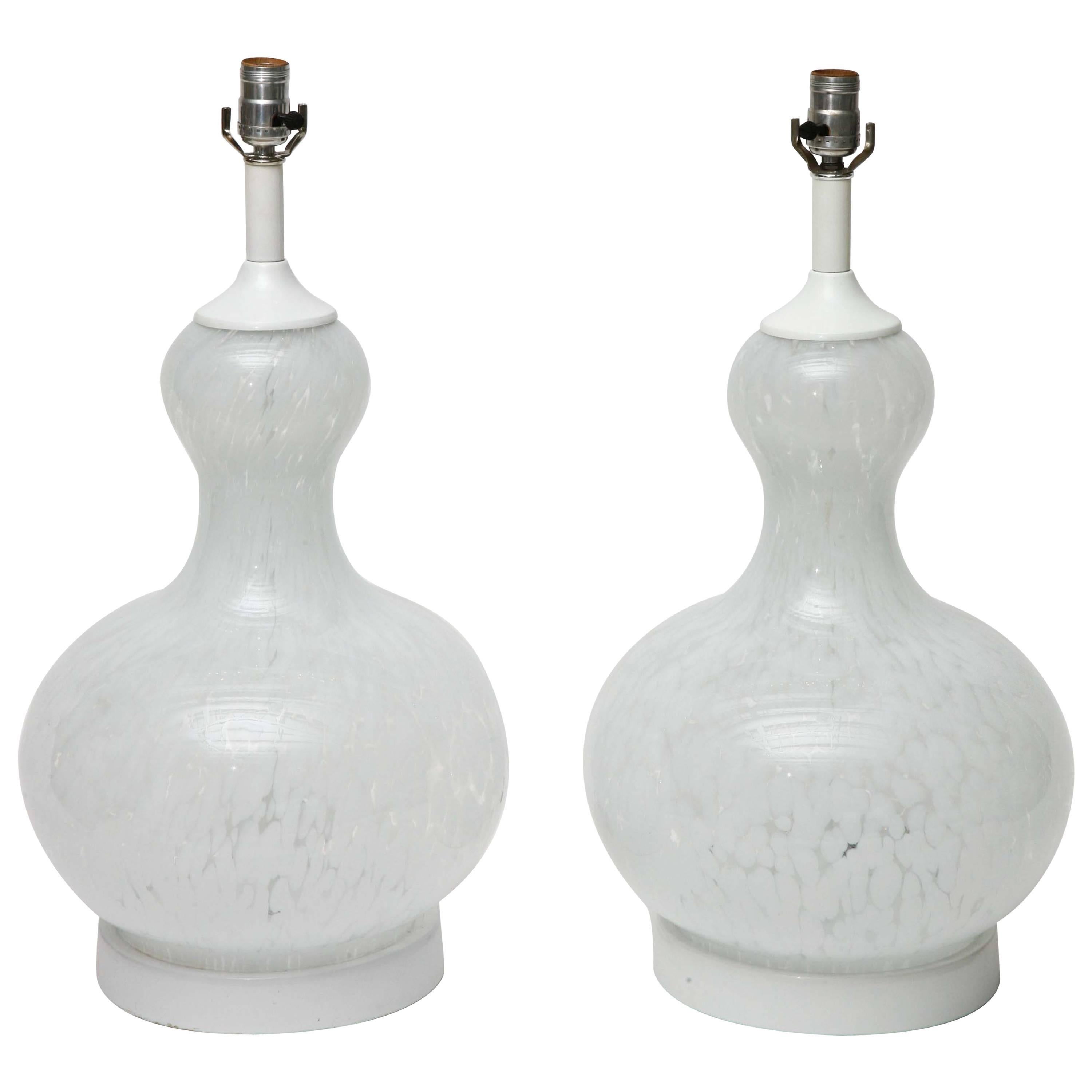 Pair of Late 1960s Handblown Murano Glass Lamps
