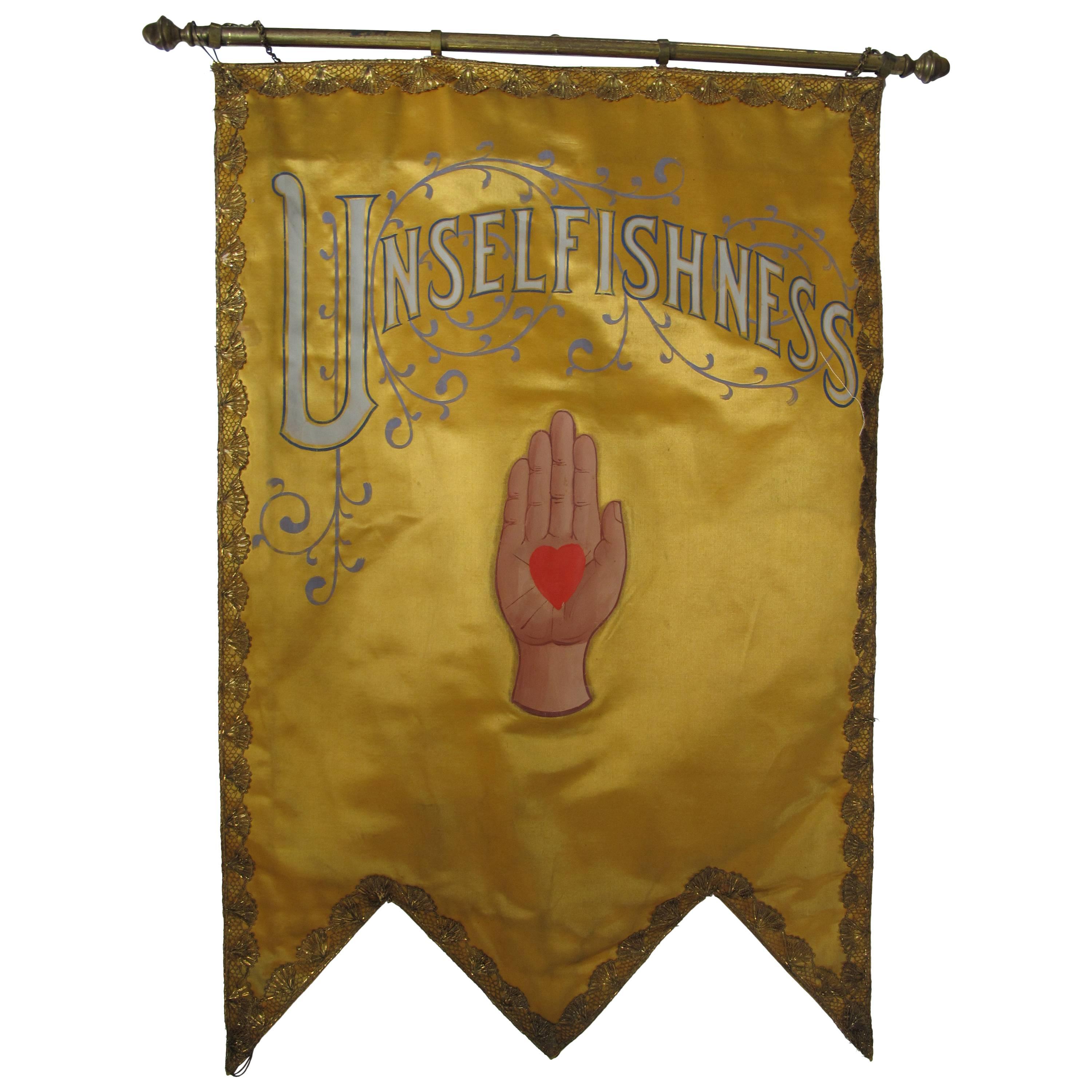 Odd Fellows Lodge Unselfish Painted Banner