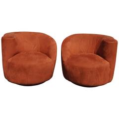 Pair of Vladimir Kagan Style Nautilus Chairs