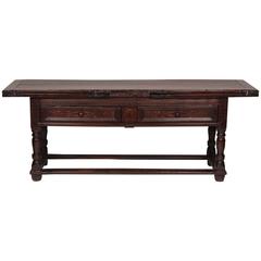 Fine Spanish Baroque Walnut and Inlaid Draw Table 8