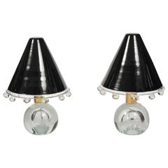 Pair of 1950s Glass Lamps by Flavio Poli