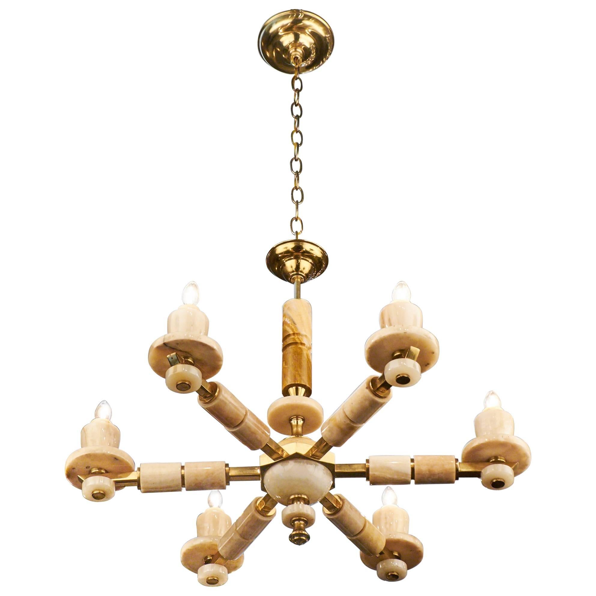 Six Arm Gold Dust Glass Daffodil Chandelier at 1stDibs