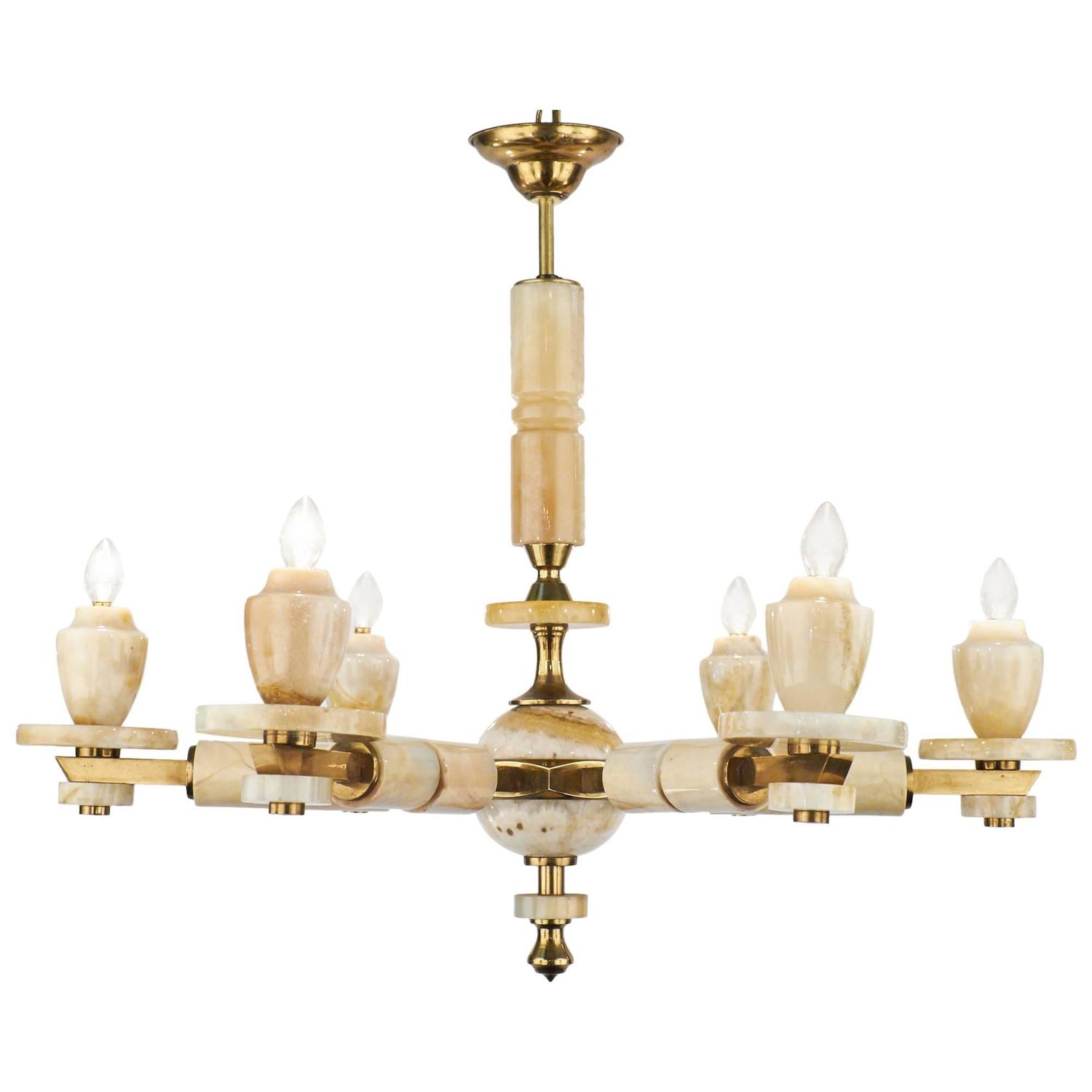 Italian Vintage Onyx Chandelier For Sale at 1stdibs