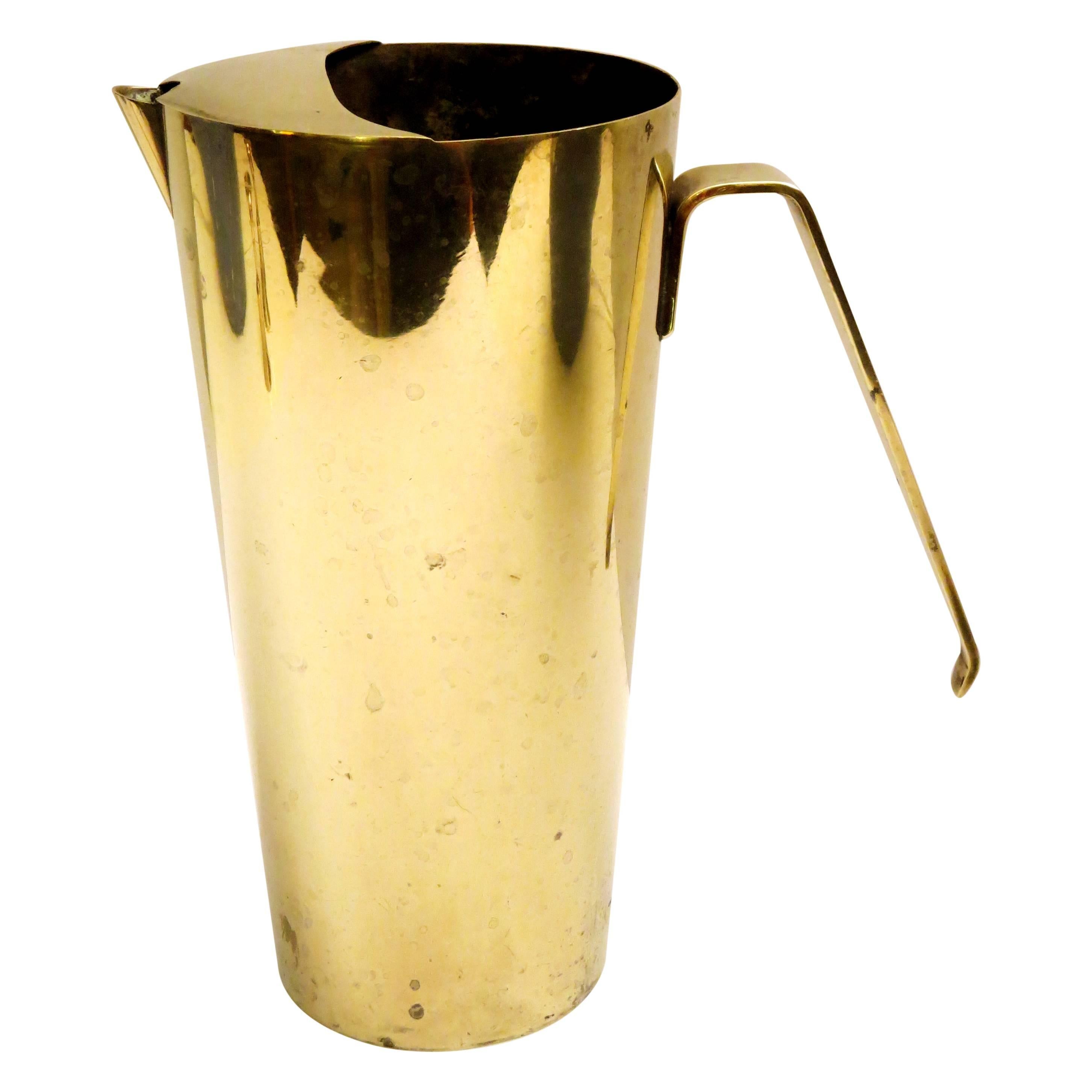 Mid-Century Modern Minimalist Design Solid Polished Brass Italian Water Picher