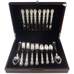 French Scroll by Alvin Sterling Silver Flatware Set 8 Service Luncheon 34 Pieces
