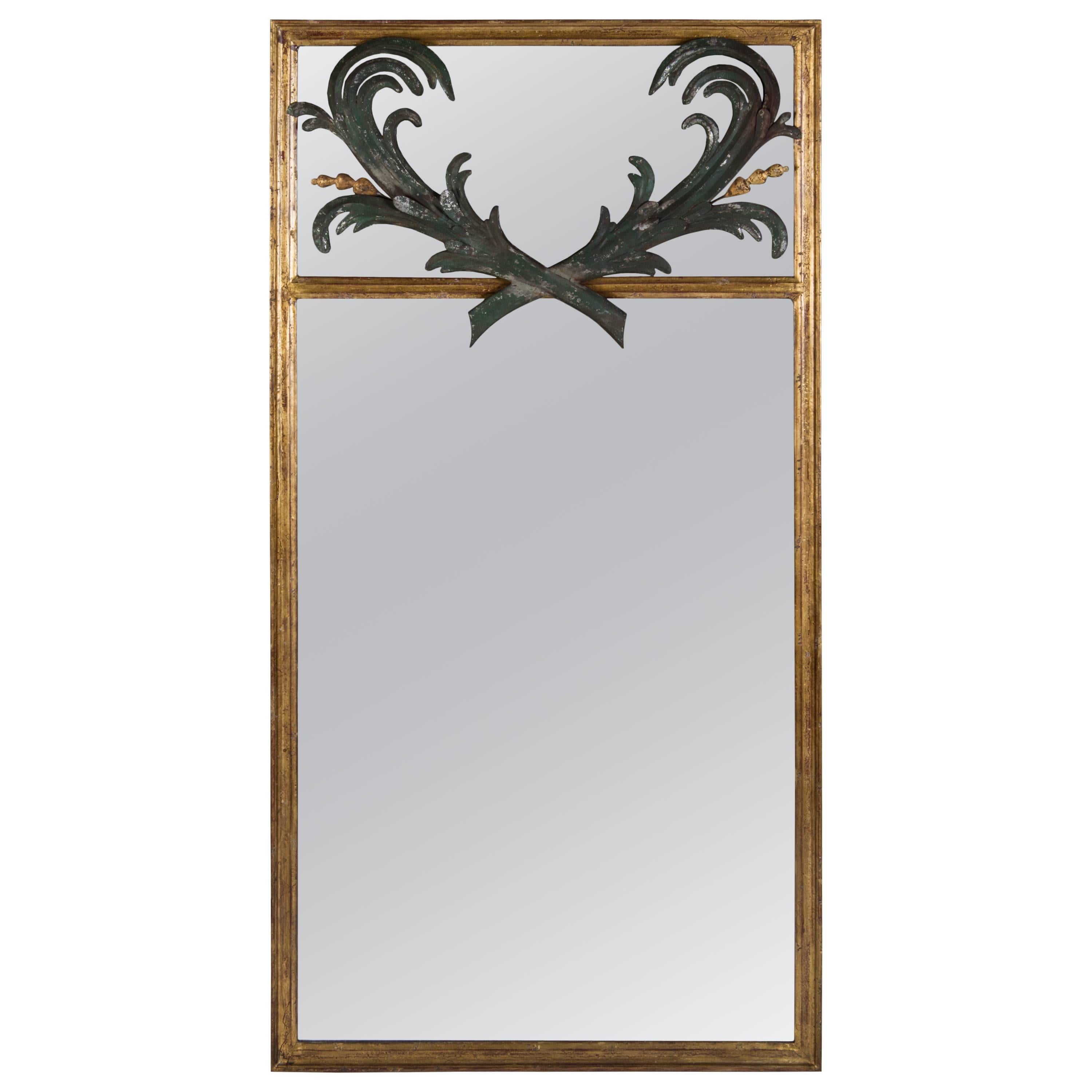 Gilt Trumeau Mirror with Leaf Motif