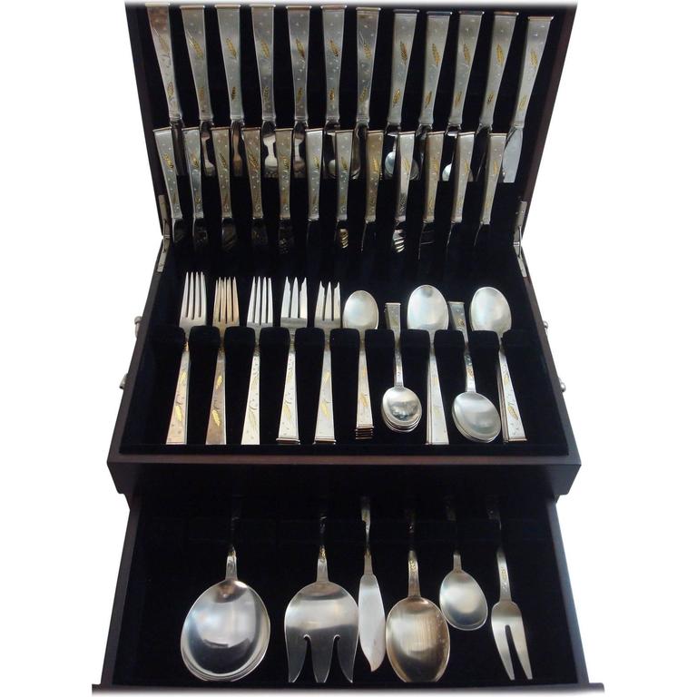 Golden Wheat by Gorham Sterling Silver Flatware Set Service of 78