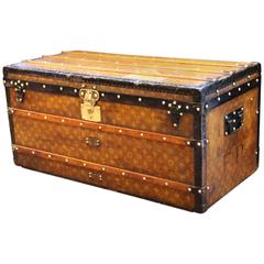 1890s Woven Canvas Louis Vuitton Tisse Monogram Steamer Trunk