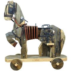 Horse Wood Sculpture by Michelangeli, Italy