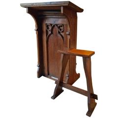 Antique Solid Oak Bible Stand Lectern Gothic Victorian, 19th Century