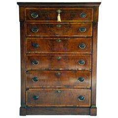George III Antique Tallboy Chest of Drawers Secretaire Mahogany, 19th Century