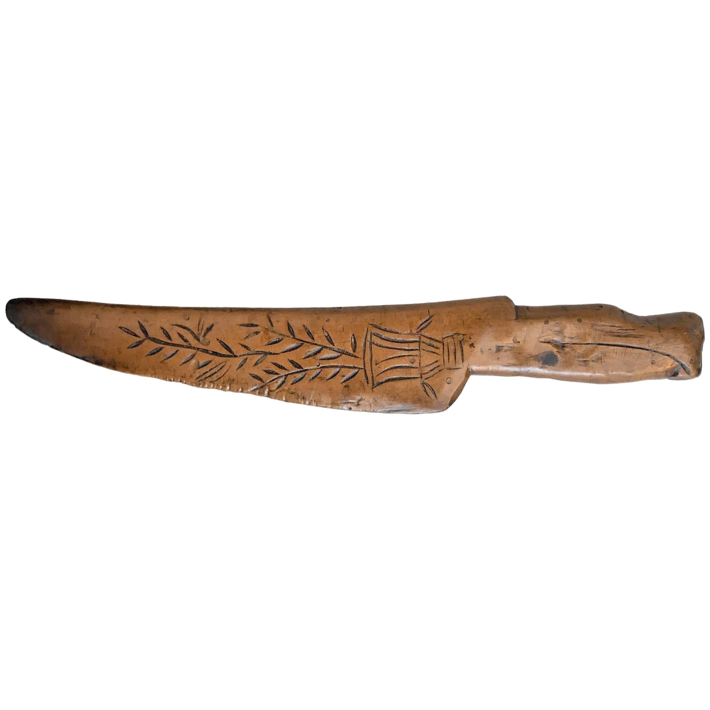 19th Century Naive Boxwood Knife For Sale