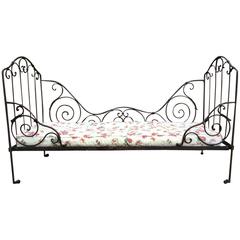 French Antique Victorian Daybed 19th Century Casters Wrought Iron