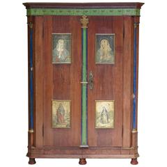 Faux-Bois Polychrome Wardrobe, France, circa 1880s