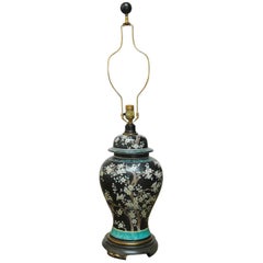 Chinese Porcelain Famille Noir Ginger Jar Lamp by Paul Hanson