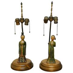 Pair of Tang Pottery Figures Mounted as Table Lamps 11