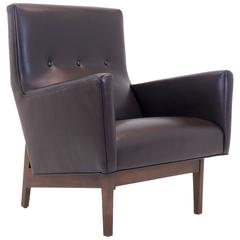 Jens Risom Style Custom-Made Leather Lounge Chair 5