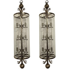 Pair of Monumental Art Deco Lantern Chandeliers