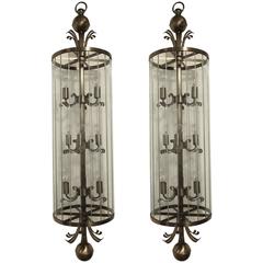 Pair of Monumental Art Deco Lantern Chandeliers