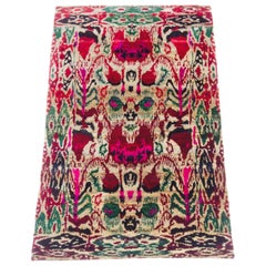 20th Century Vibrant & Luxurious Hand Made Silk Ikat "Sari" Rug