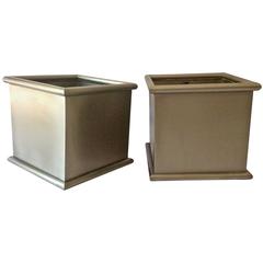 Used Pair of Large Stainless Steel Planters by Architectural Brass Planters