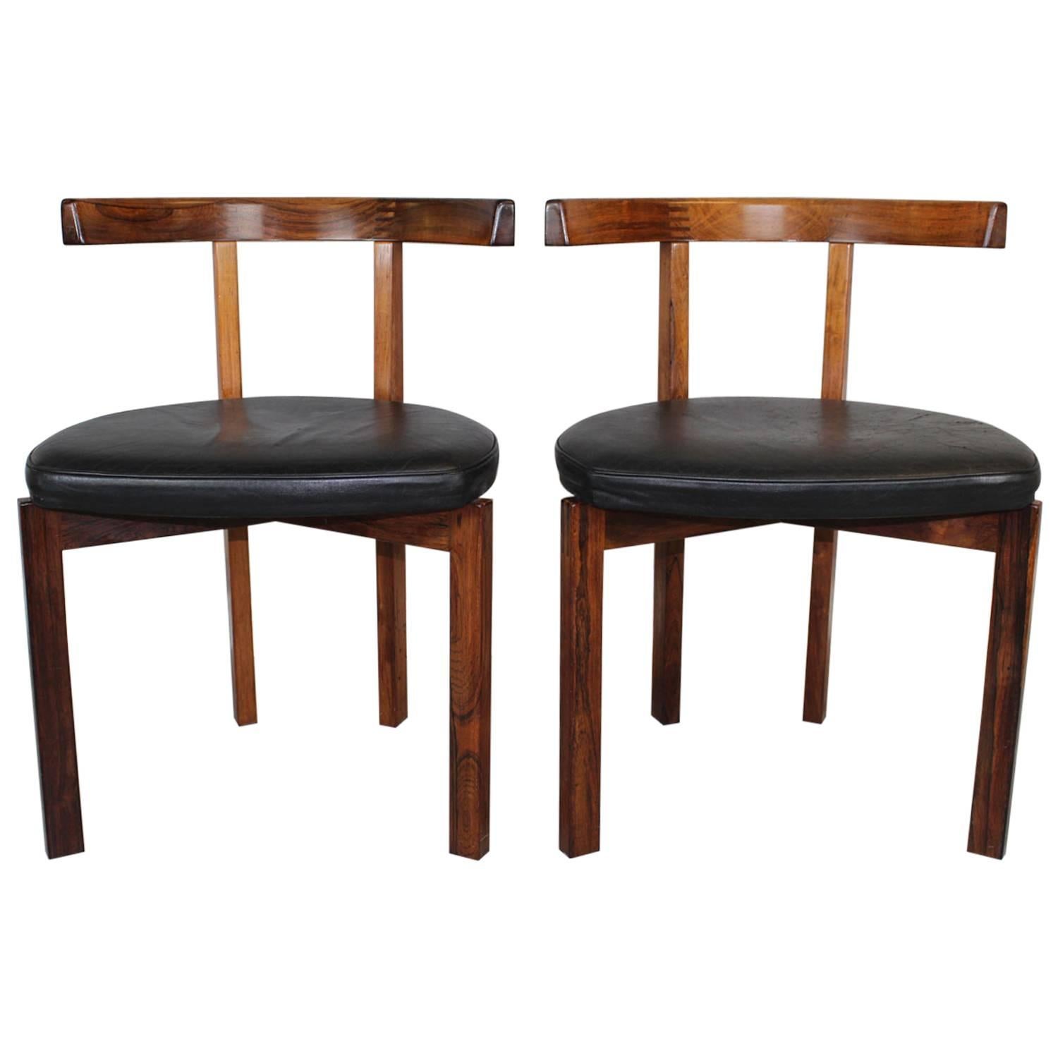 Peter Hvidt Rosewood T-Chairs for France and Sons For Sale