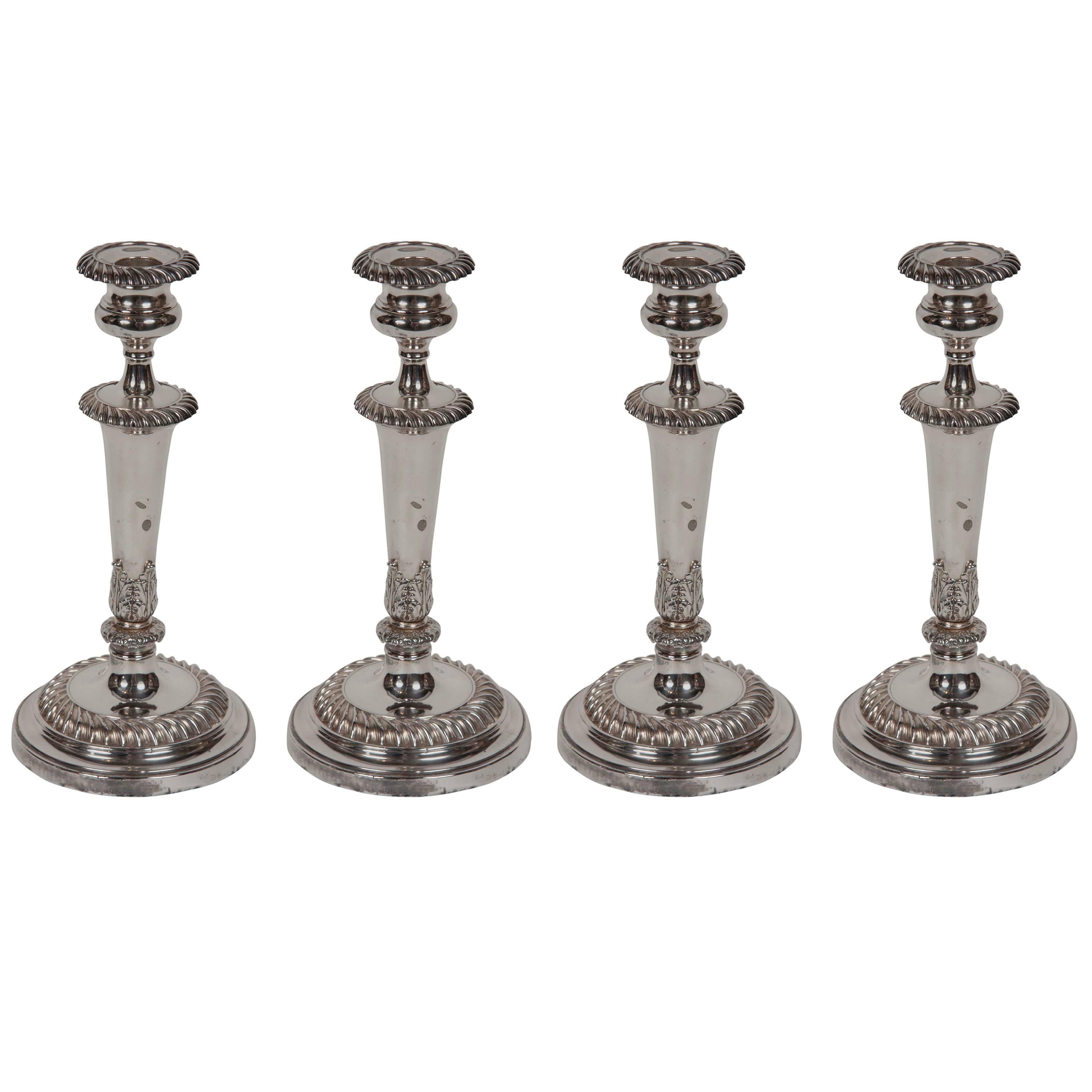 Set of Four Silver Candlesticks